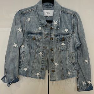 PISTOLA Star Embroidered Denim Jacket. Size Medium